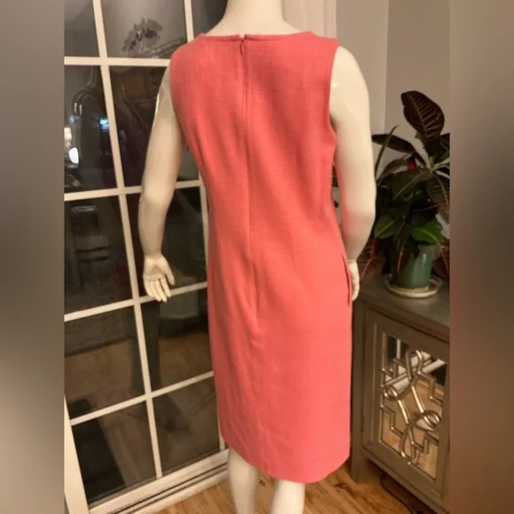 Talbots Coral Woven Textured Midi Sheath Dress Sleeveless Spring Womans Size 4 - Picture 11 of 14